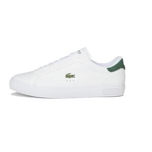 NEW Lacoste Powercourt Sneakers Leather Lace-Up Shoes White/Navy Mens Size 9.5 M